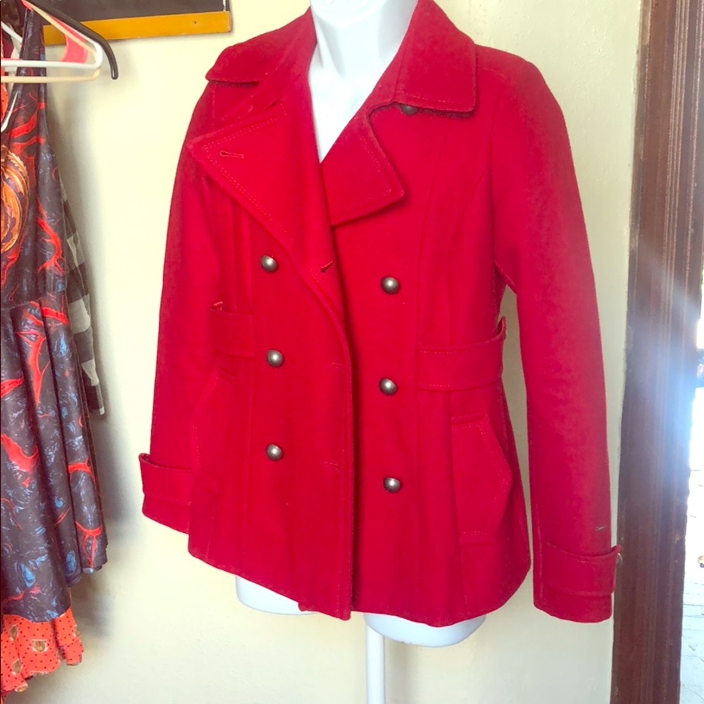 Tommy Hilfiger red pea coat